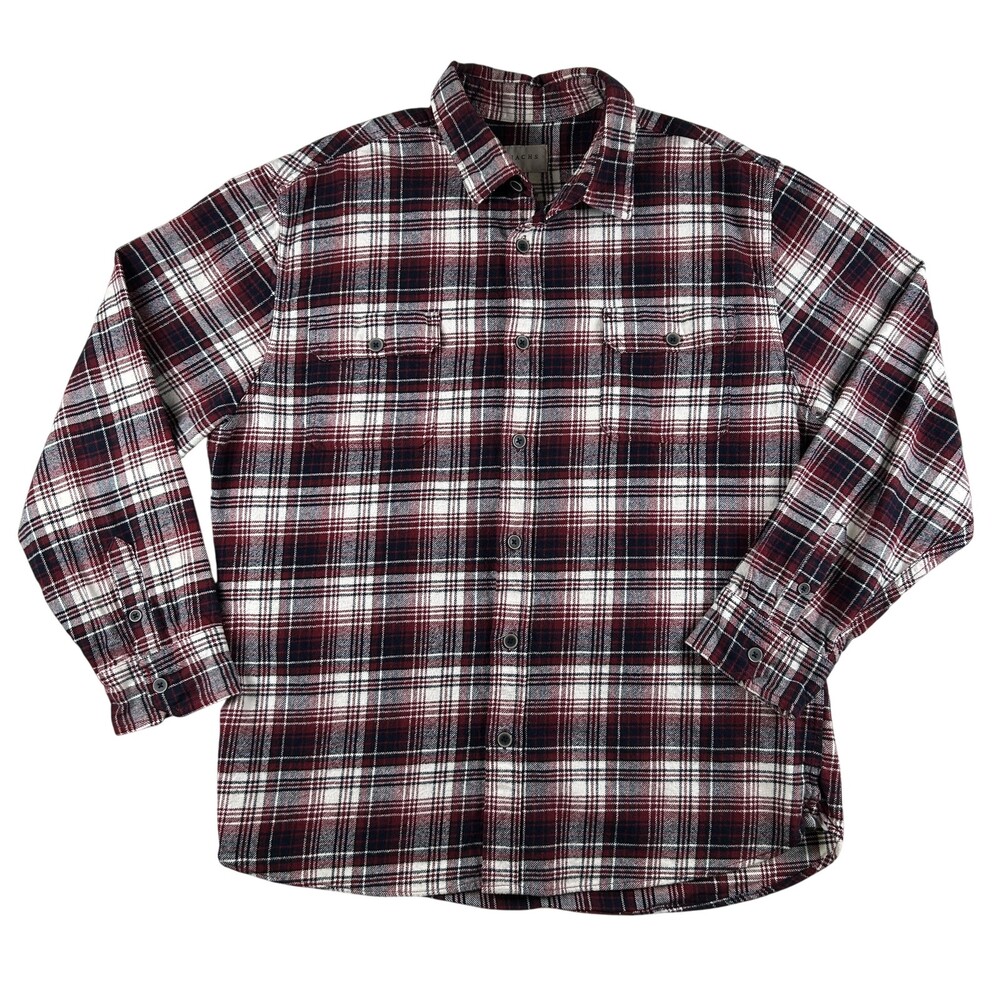 JACHS Shirt Mens XL Red Plaid Flannel Long Sleeve Button Up Pockets Casual